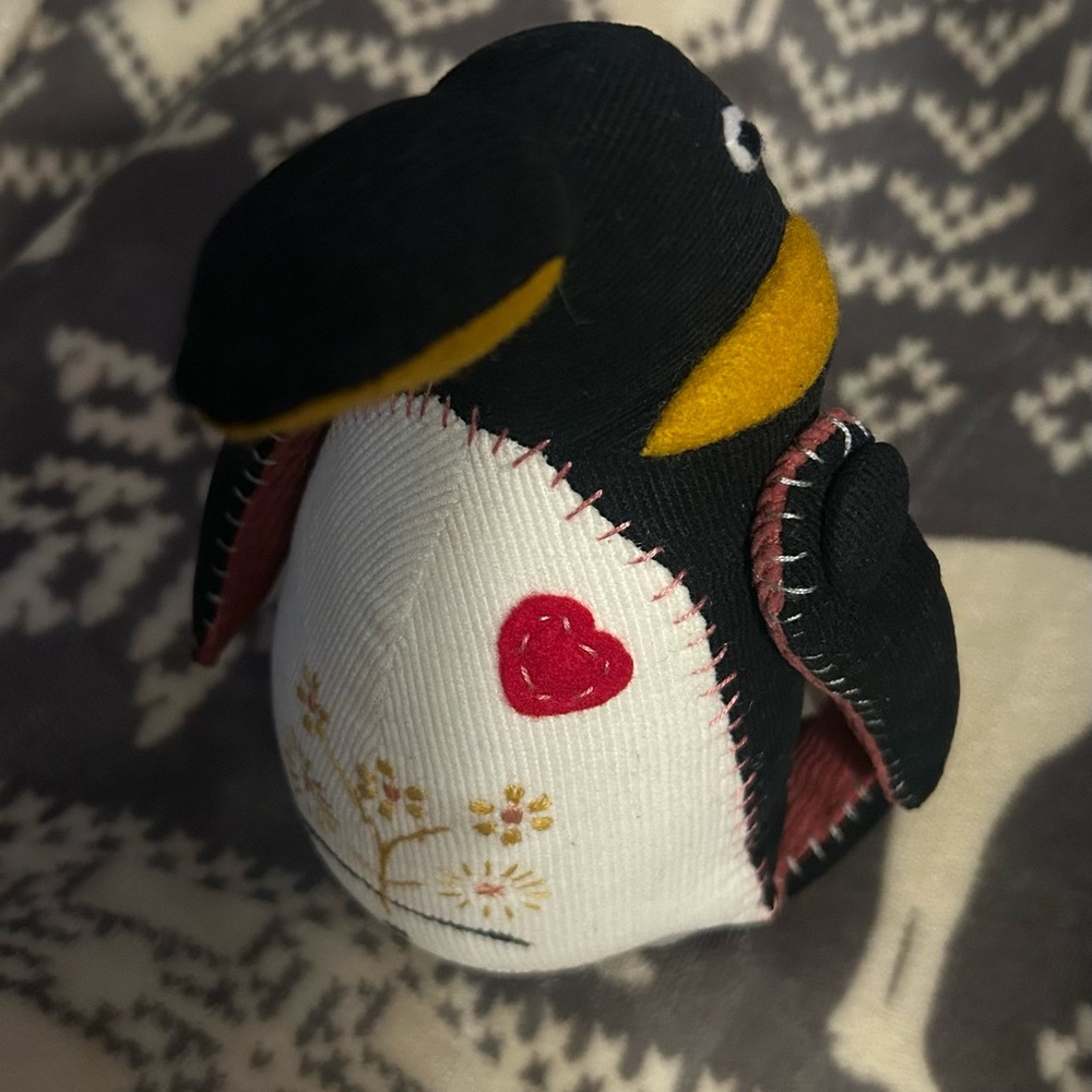 Nook Nook Penguin Plush Toy with Heart Design - Handcrafted from Thailand